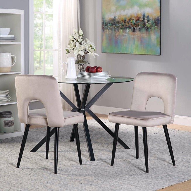 Nancy Taupe Velvet Accent Dining Chair, Set of 2, TAUPE BLACK, hi-res image number null