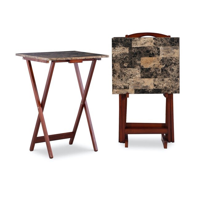 Jasper Tray Table Set Brown Faux Marble, , alternate image number 7