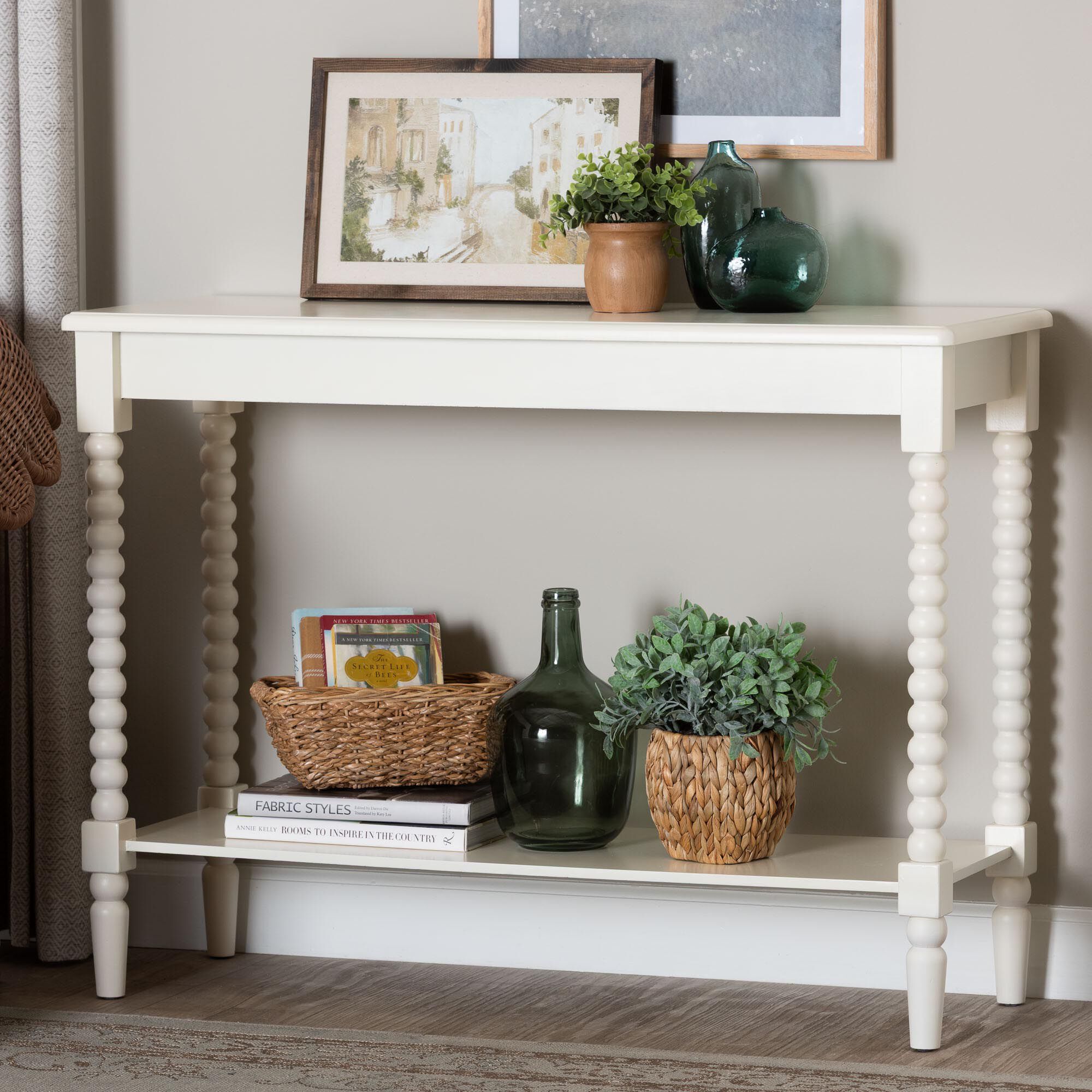 Bayard Console Table with Bobbin Legs, WHITE, alternate image number 6