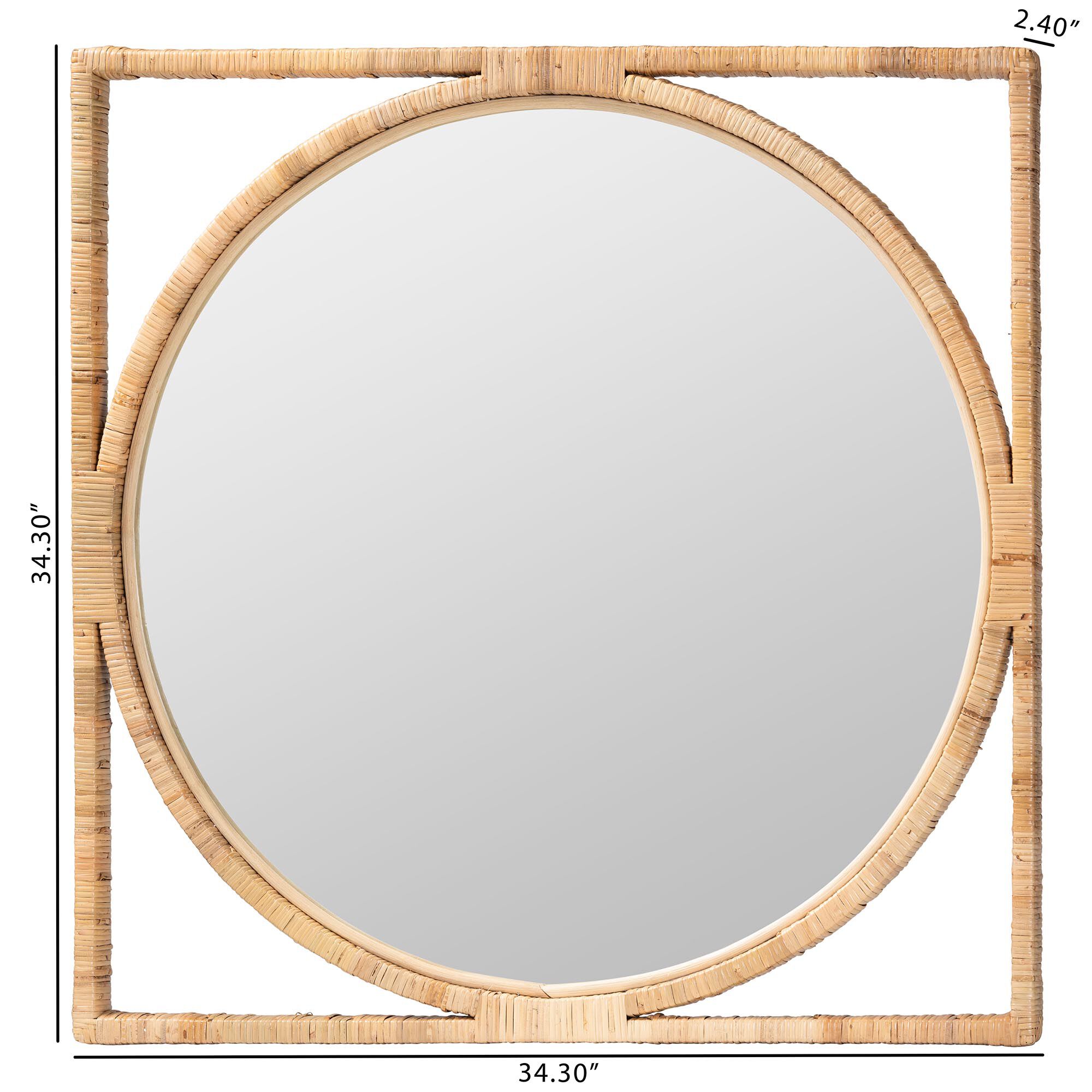 Bayan Japandi Natural Rattan Wall Mirror, NATURAL, alternate image number 4