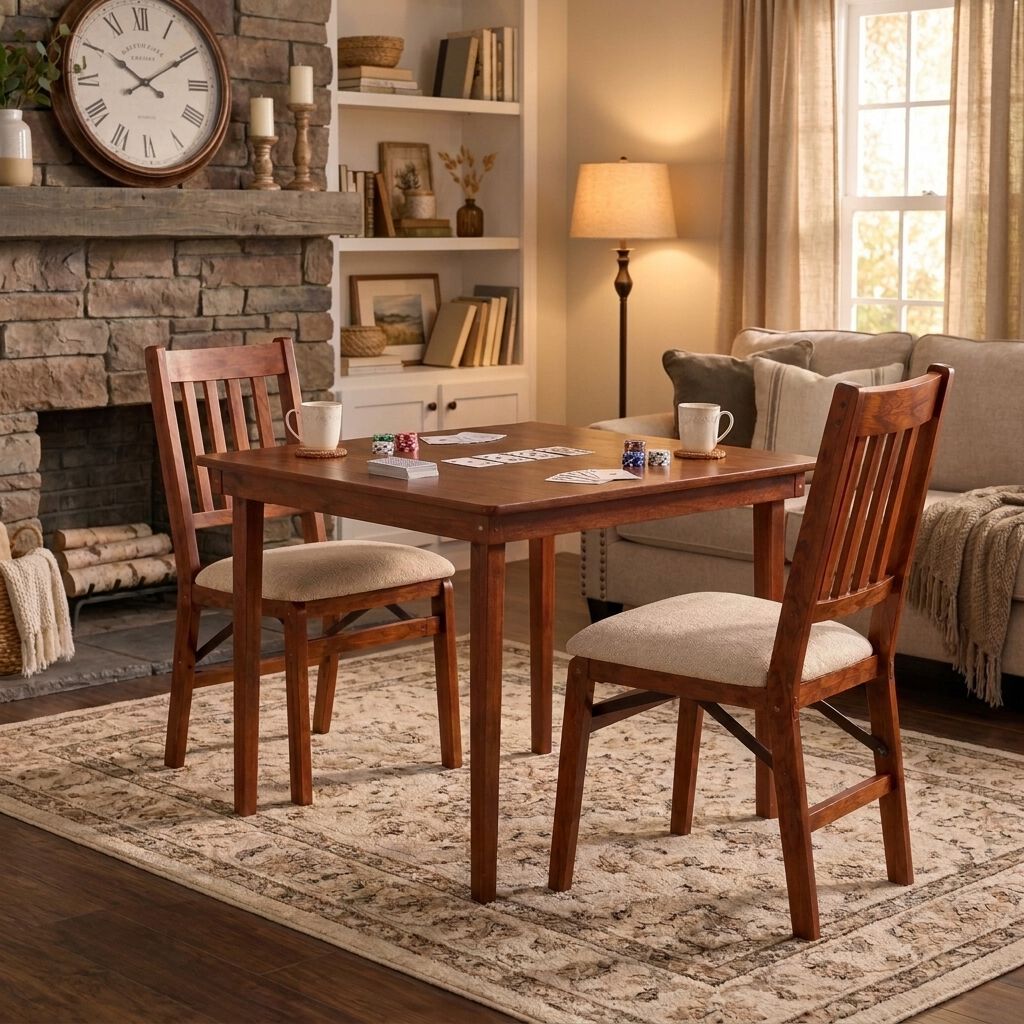 Straight Edge Wood Folding Card Table, , alternate image number 2
