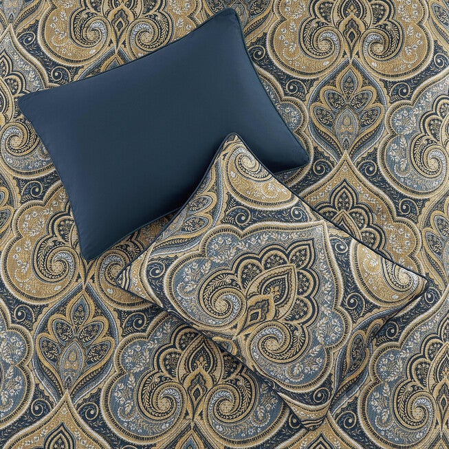 Messina Navy 3 Piece Comforter Set, NAVY, alternate image number 3
