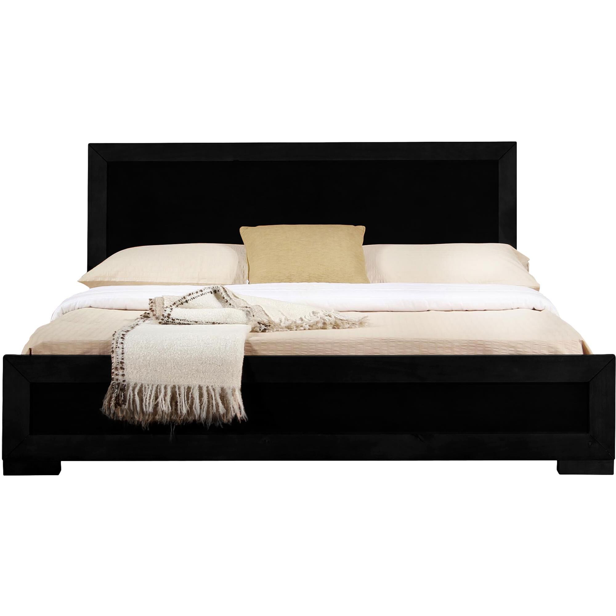 Trent Wooden Platform Bed in Walnut, Queen, BLACK, hi-res image number 0