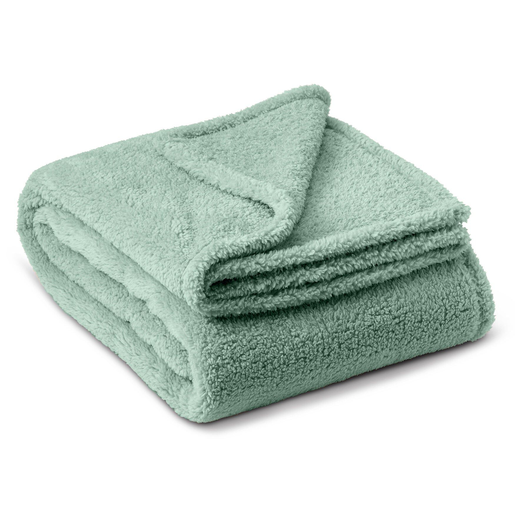 HGTV Butter Sherpa Faux Fur Throw, SAGE, hi-res image number 0