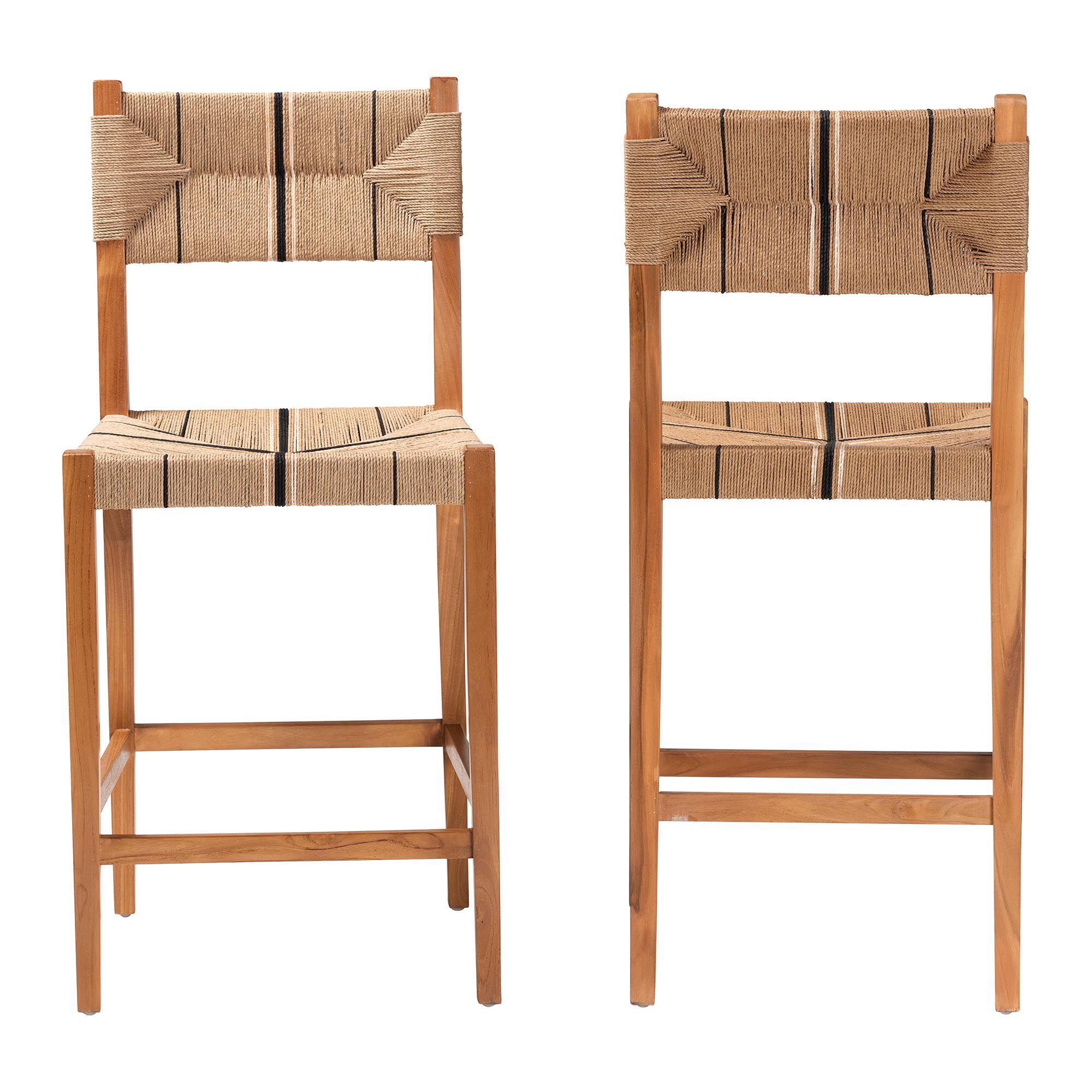 Bohemian paper-loom bar stool set small view from front