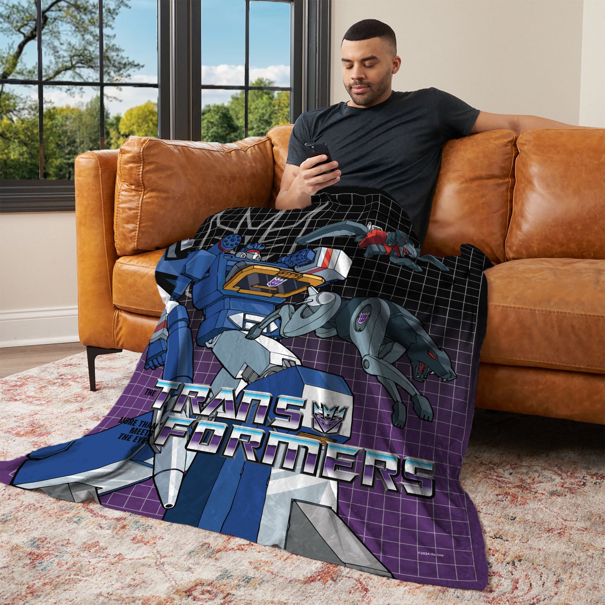 Hasbro Transformers G1 Grid Soundwave Silk Touch Throw Blanket 50X60 Inches, BLACK, alternate image number 2