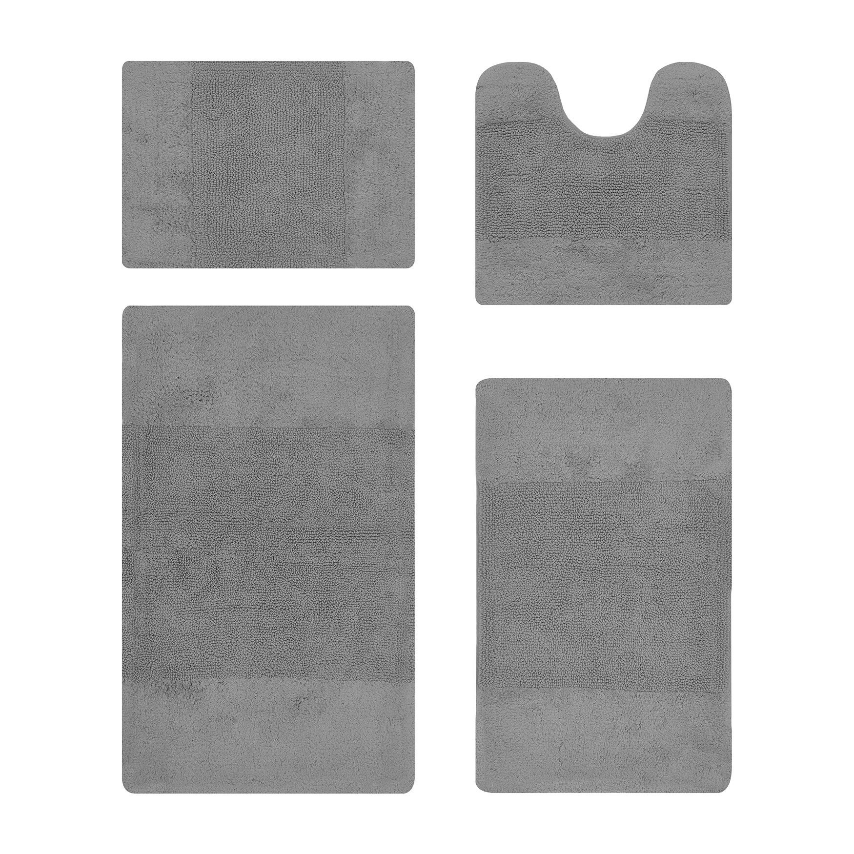 Granada Collection 100% Cotton 4 Piece (17 inches X 24 inches | 20 inches X 20 inches | 21 inches X 34 inches | 24 inches X 40 inches) Bath Rug Set, GRAY, hi-res image number 0