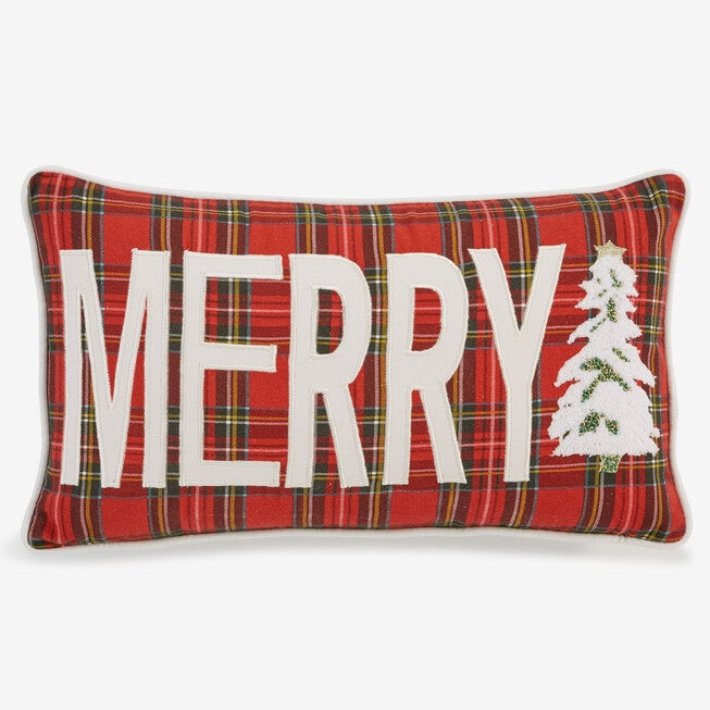 Holiday Lumbar Pillow, MERRY PLAID, hi-res image number 0