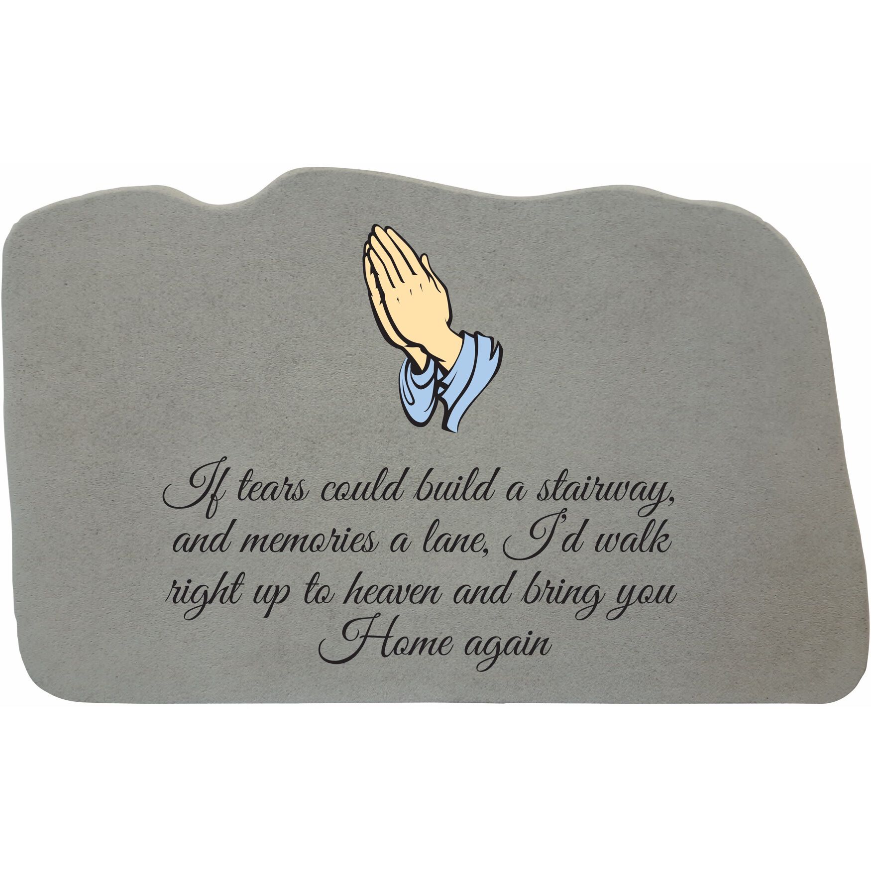 If Tears Praying Hands Garden Memorial Accent Stone, GREY, hi-res image number 0