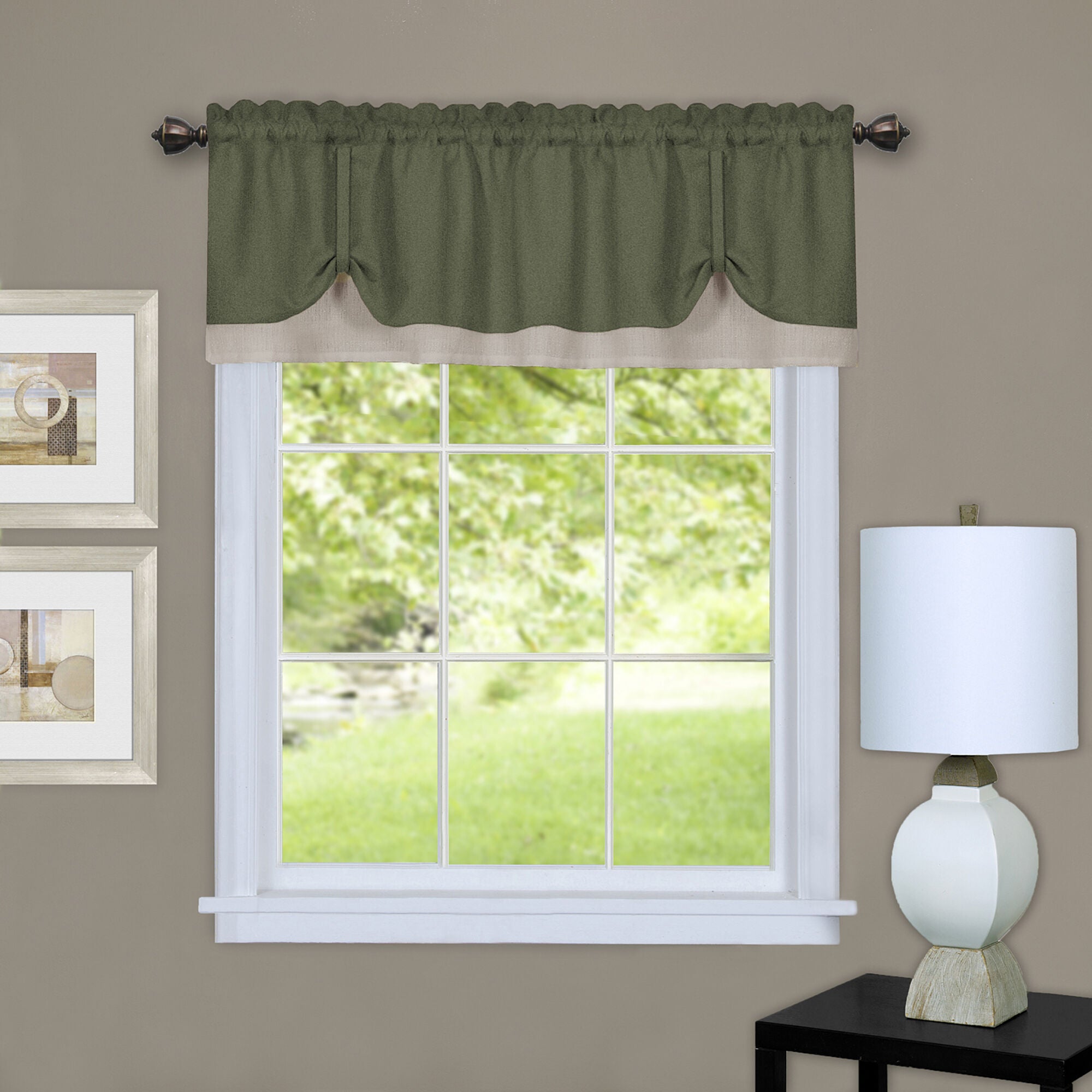Darcy Window Curtain Valance, GREEN CAMEL, hi-res image number 0