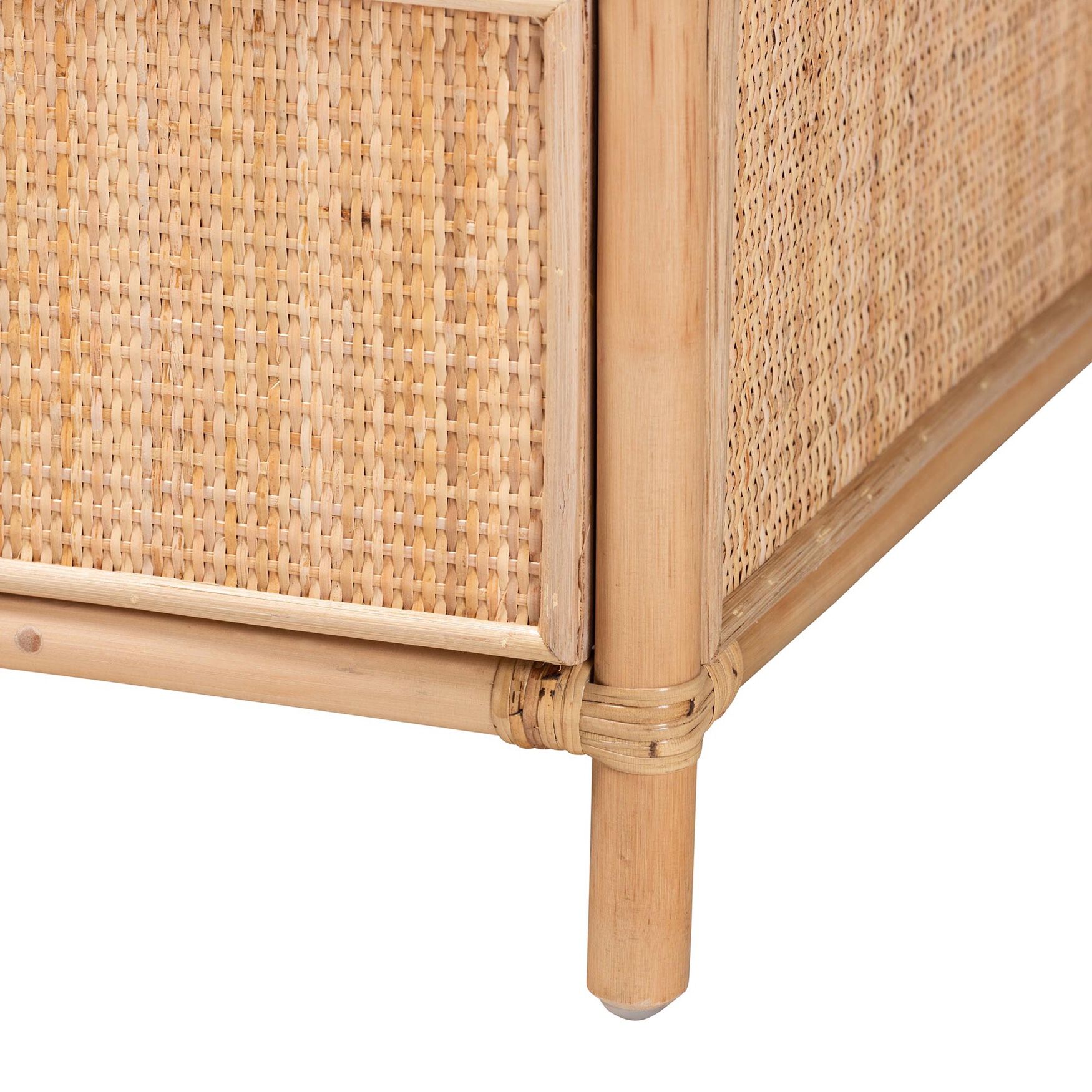 Lalo Modern Bohemian Natural Brown Rattan 1-Drawer Nightstand, , alternate image number 5