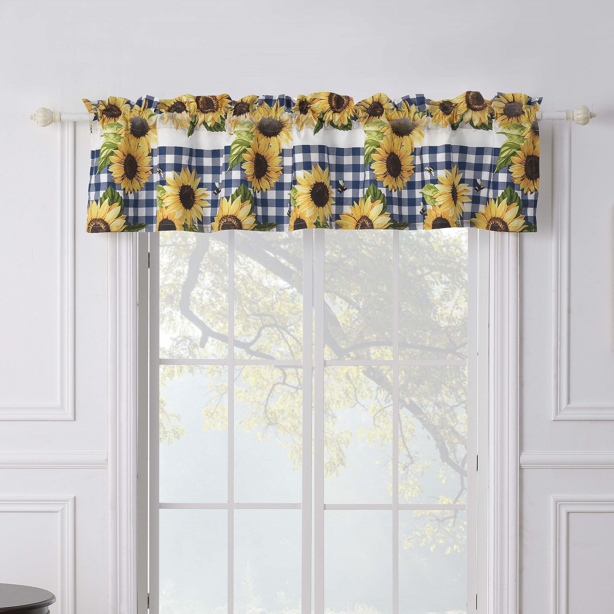Sunflower Window Treatment Valance Curtains, GOLD, alternate image number 2