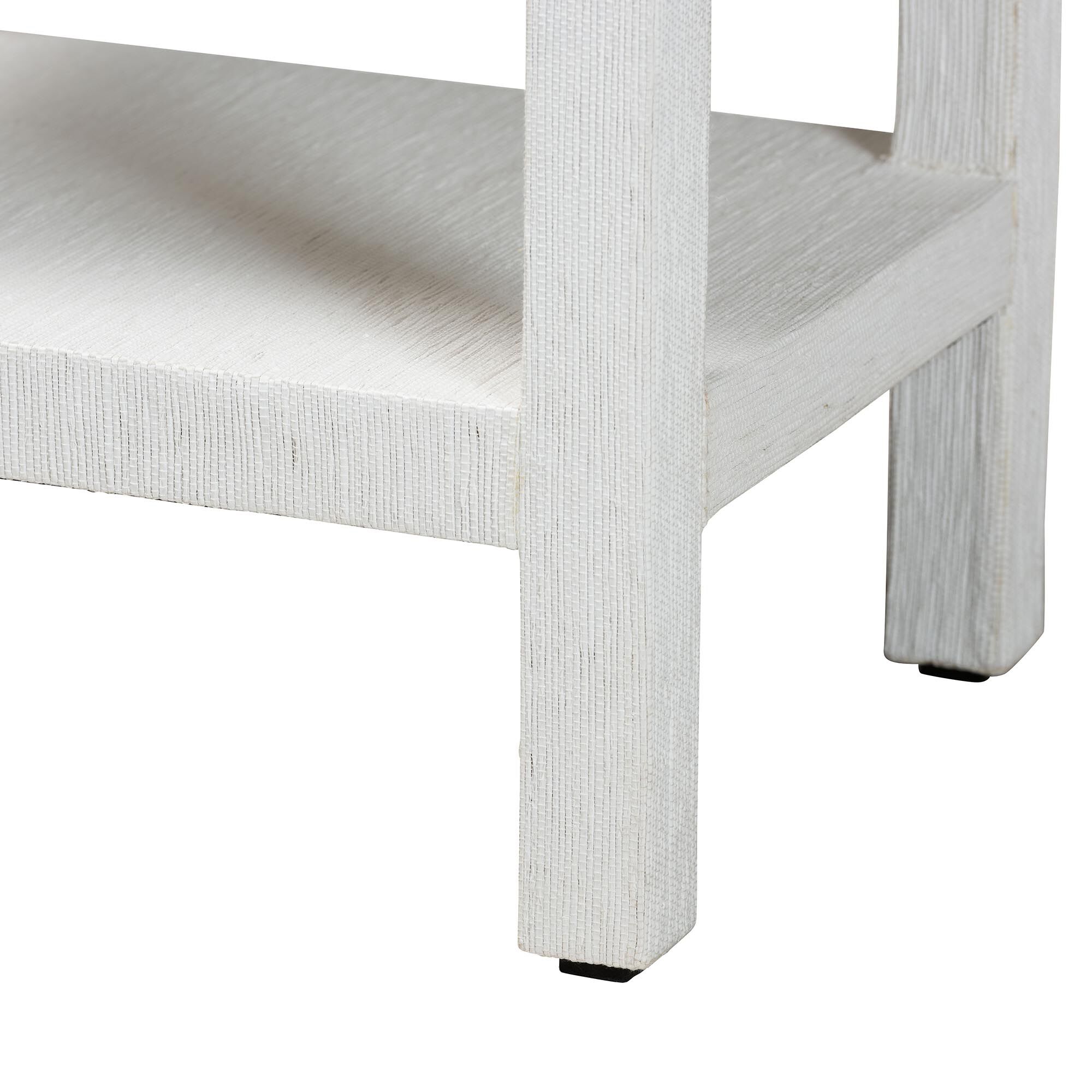 Sebastian Grasscloth Scalloped End Table, WHITE, alternate image number 5