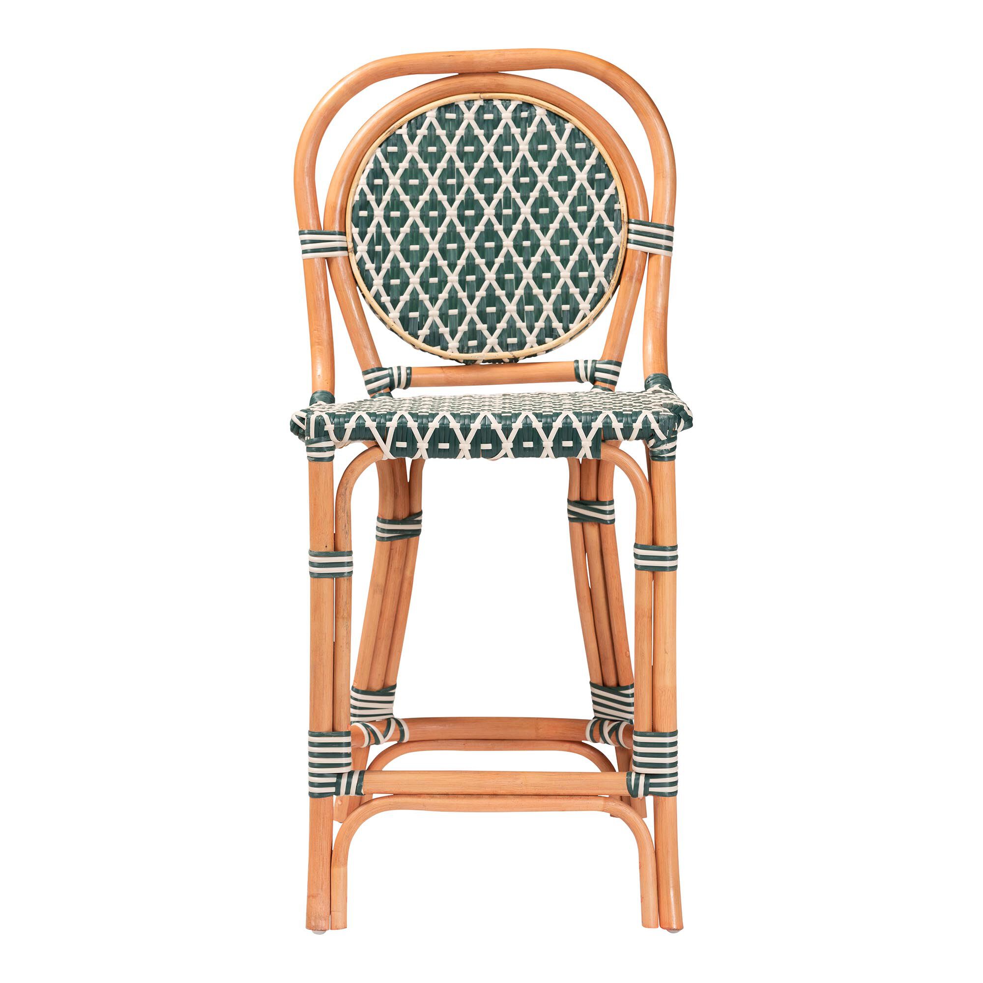 Mattie Rattan Bistro Counter Stool, Green, GREEN, alternate image number 2