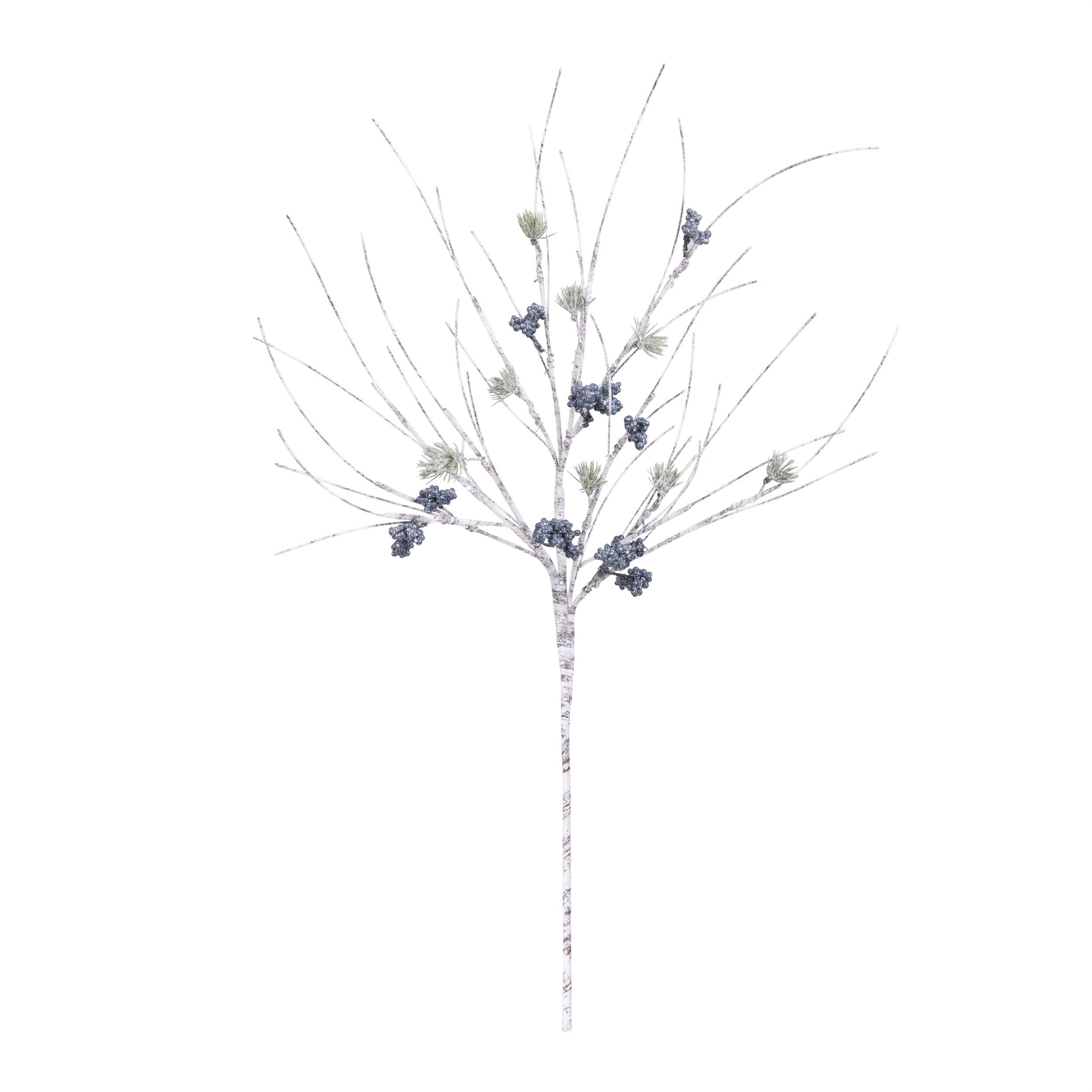 Birch Twig with Pine Spray (Set of 4), WHITE BLUE GREEN, alternate image number 3