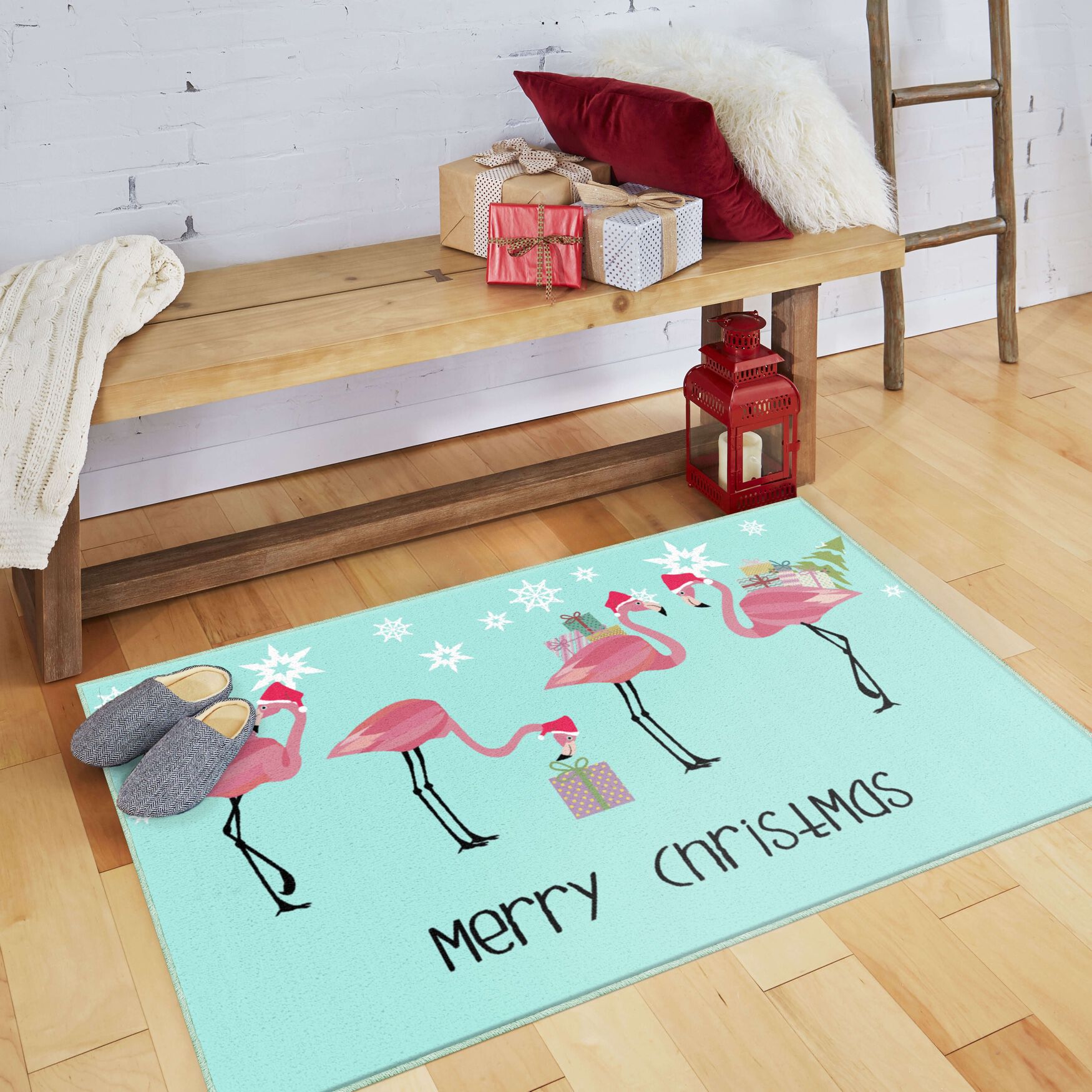 Flamingo Presents Light Blue Kitchen Rug, , alternate image number 6
