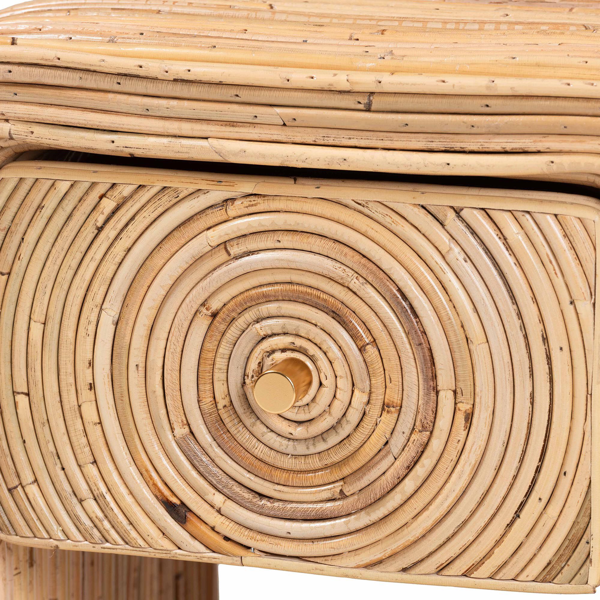 Rosina Bohemian Natural Rattan 1-Drawer Nightstand, NATURAL, alternate image number 6