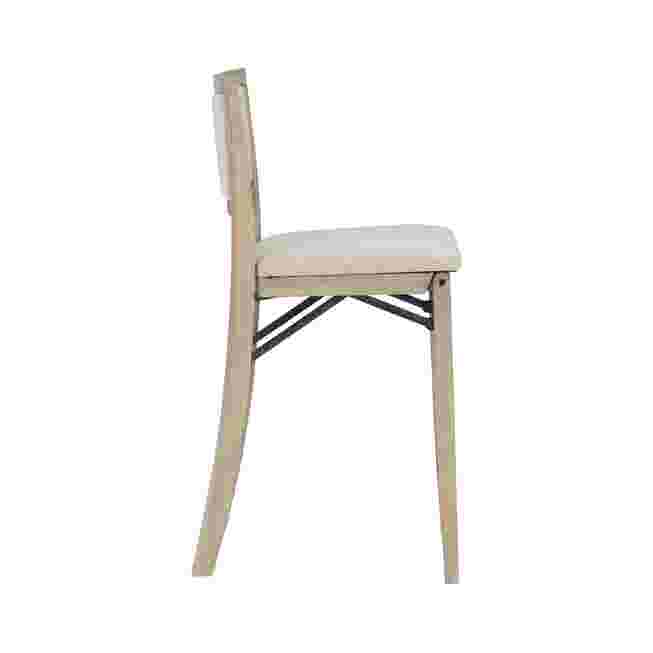 Side view of a grey wash folding bar stool