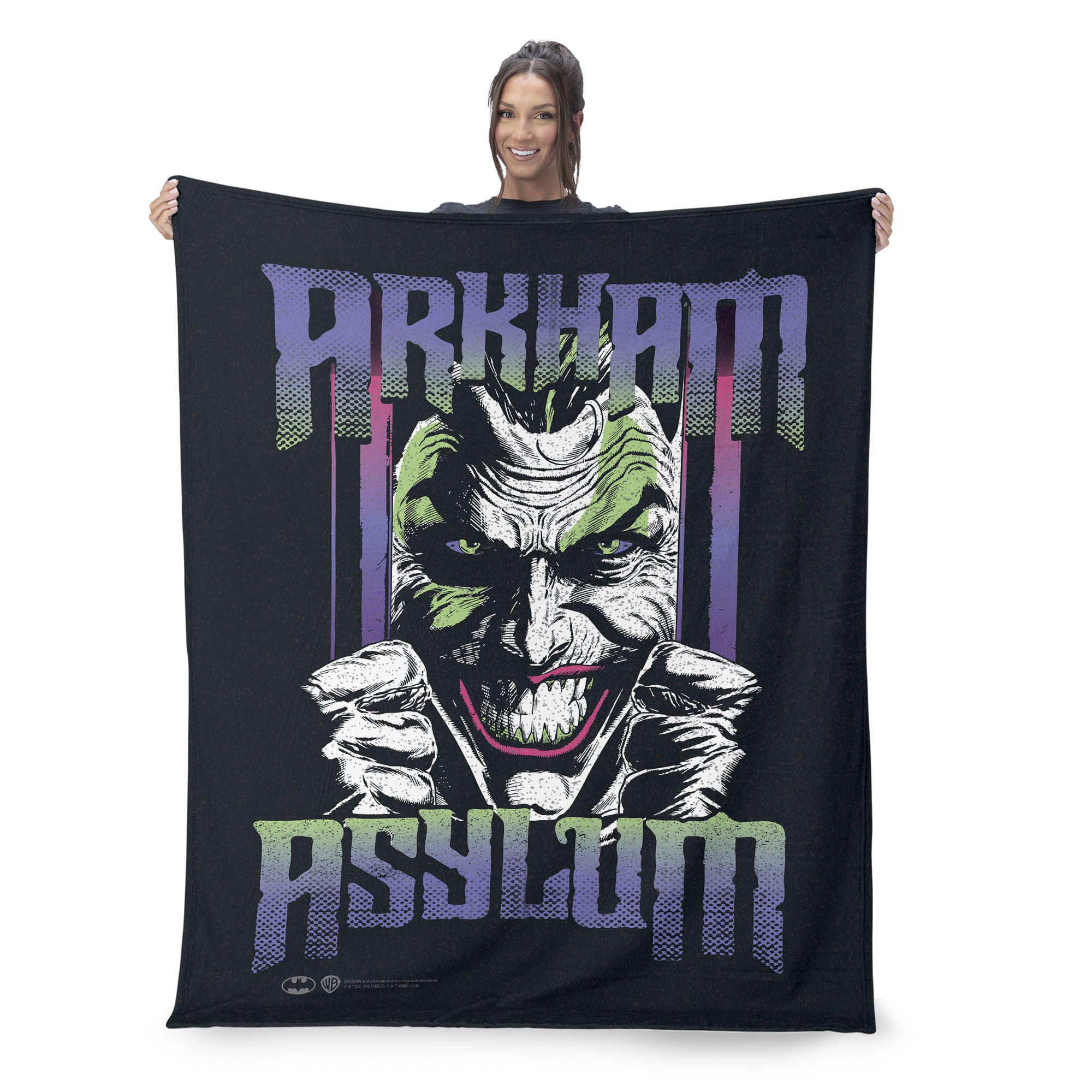 Warner Bros. DC Arkham Asylum Silk Touch Sherpa Throw Blanket 50x60 Inches, DC ARKHAM, on-hover image number 1