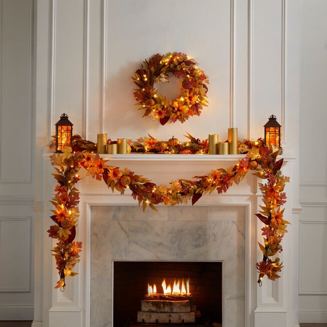 Pre-Lit Harvest Daisy Candleholder Centerpiece, , alternate image number 2