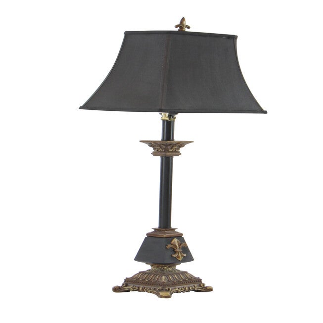 Tuscan Black Polystone Fleur-De-Lis Buffet Lamp, , alternate image number null