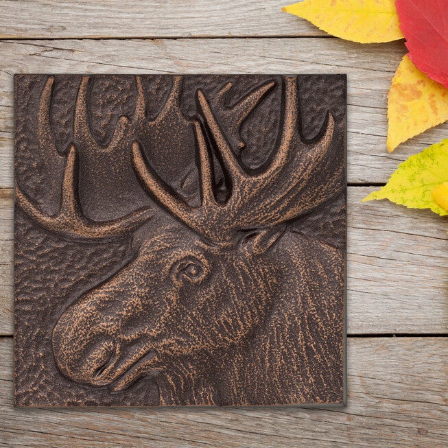 Moose 8 inches x 8 inches Indoor Outdoor Wall Decor, ANTIQUE COPPER, hi-res image number 0