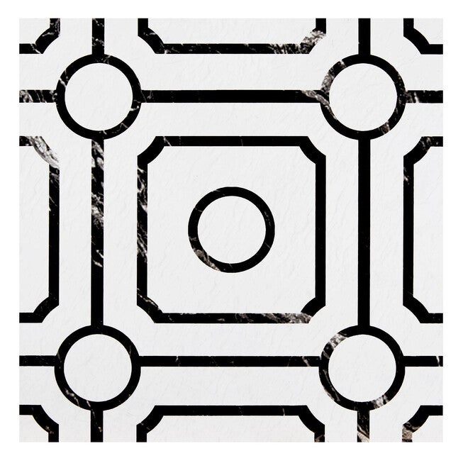 Retro 12x12 Self Adhesive Vinyl Floor Tile - Carrera - 20 Tiles/20 sq. ft., BLACK WHITE, hi-res image number 0