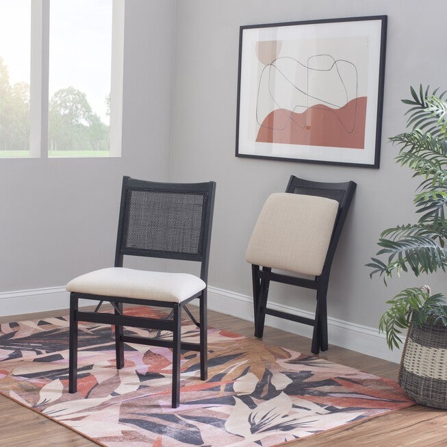 Beaux Cane Back Black Folding Chair Folding Dining Chairs, , alternate image number null