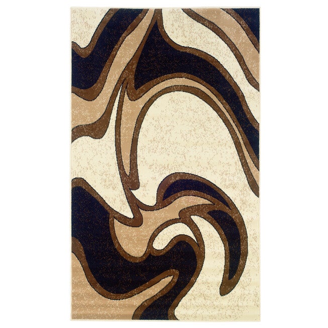Capri Swirl 5' x 7' Area Rug, BLACK, hi-res image number 0