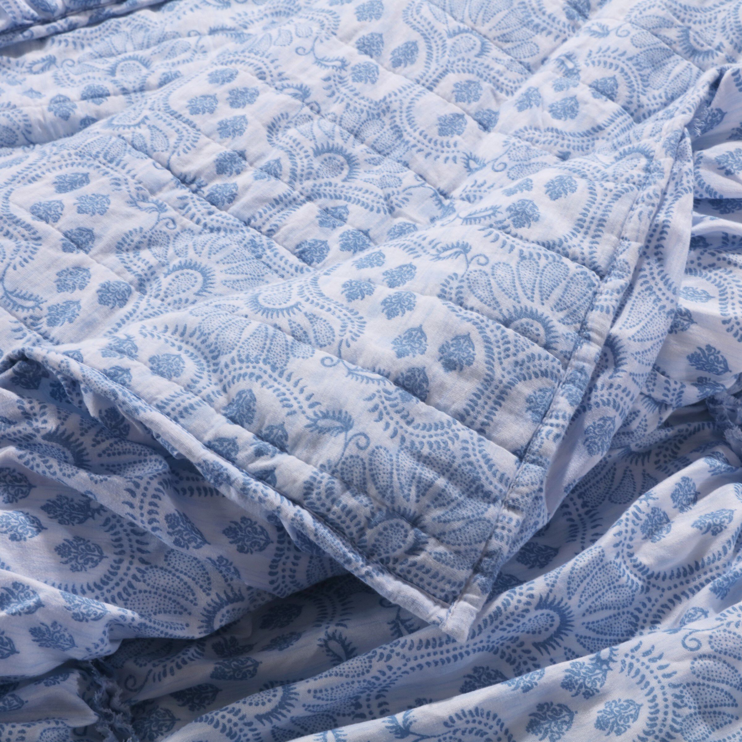 Helena Ruffle Quilted Throw Blanket, BLUE, alternate image number 4