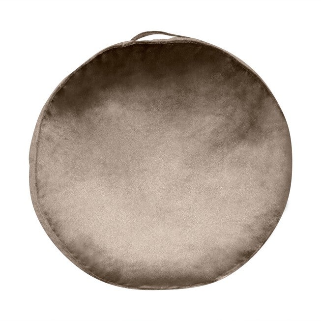 Panne Velvet Round Floor Pillow , MUSHROOM, hi-res image number 0