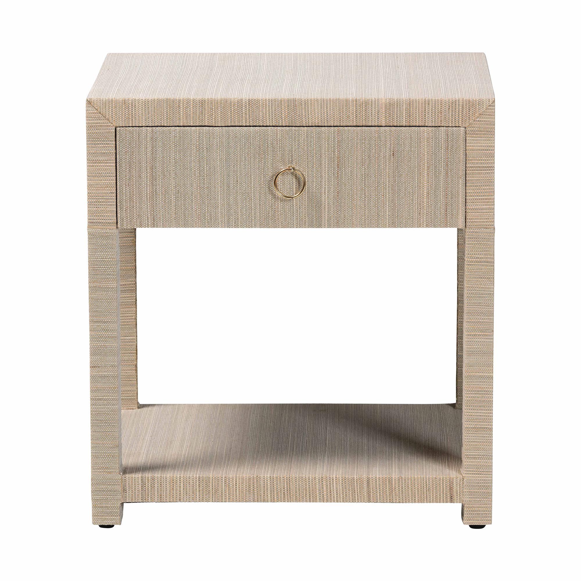 Nata Bohemian Woven Natural Grasscloth 1-Drawer Nightstand, NATURAL, alternate image number 3