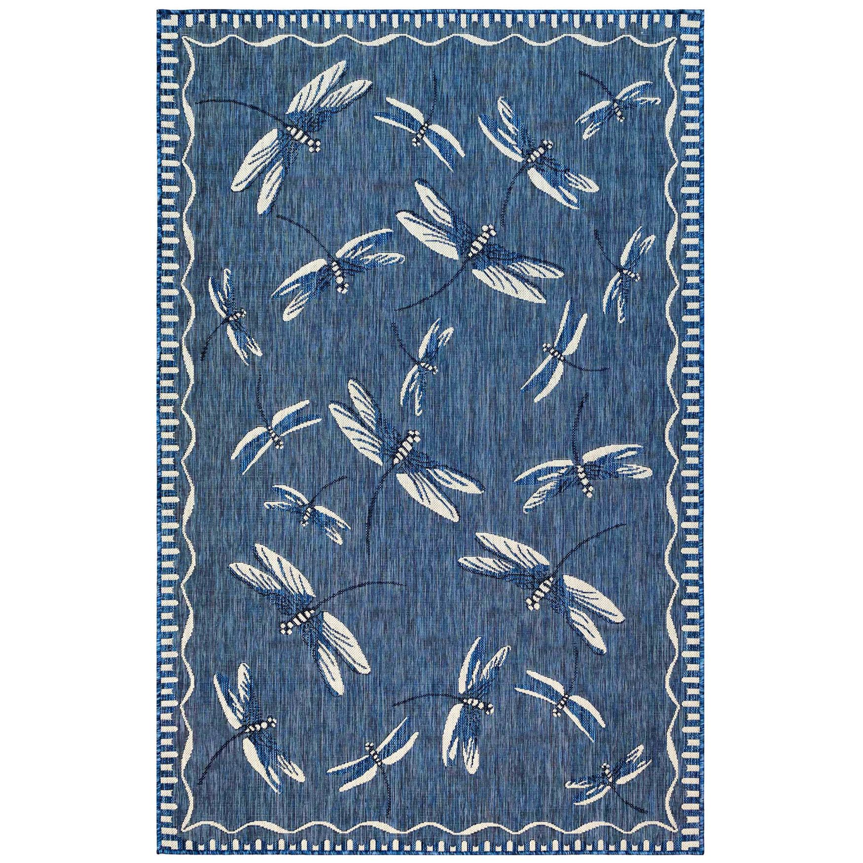 Liora Manne Carmel Dragonfly Indoor/Outdoor Rug 23 inchesX7 feet 6 inches, NAVY, hi-res image number 0