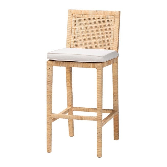 Sofia rattan bar stool with cushioned seat