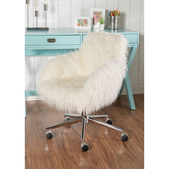 Fenton Faux Fur Office Chair White, , alternate image number 5