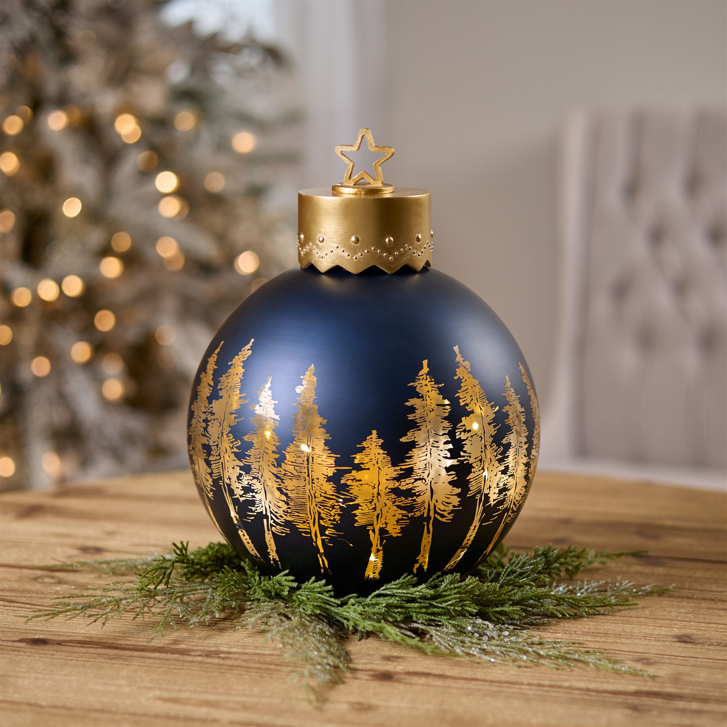 LED Pine Tree Ornament Decor 12 inches75 inchesH, BLUE GOLD, alternate image number 1