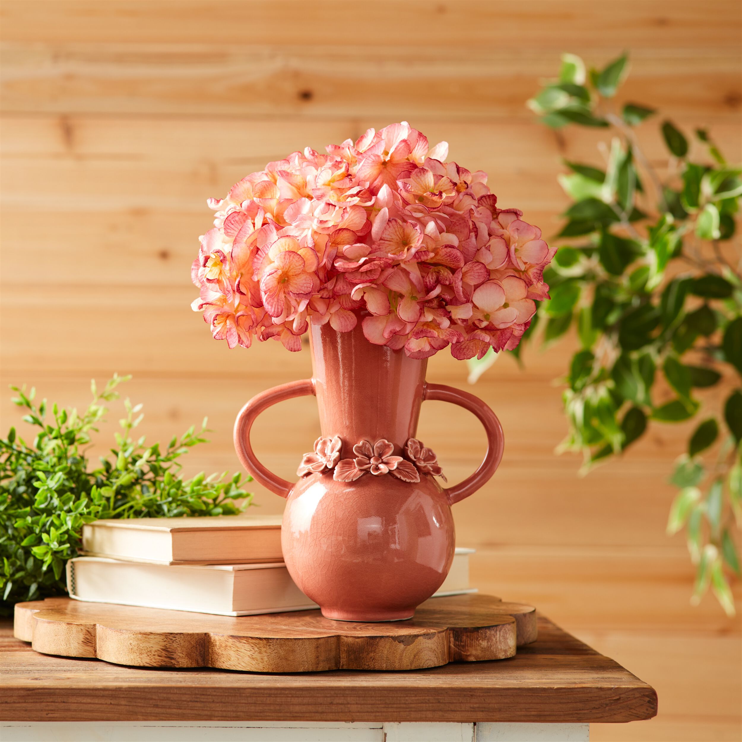 Storeware Vase with Floral Accent Set of 2, PINK, alternate image number 1