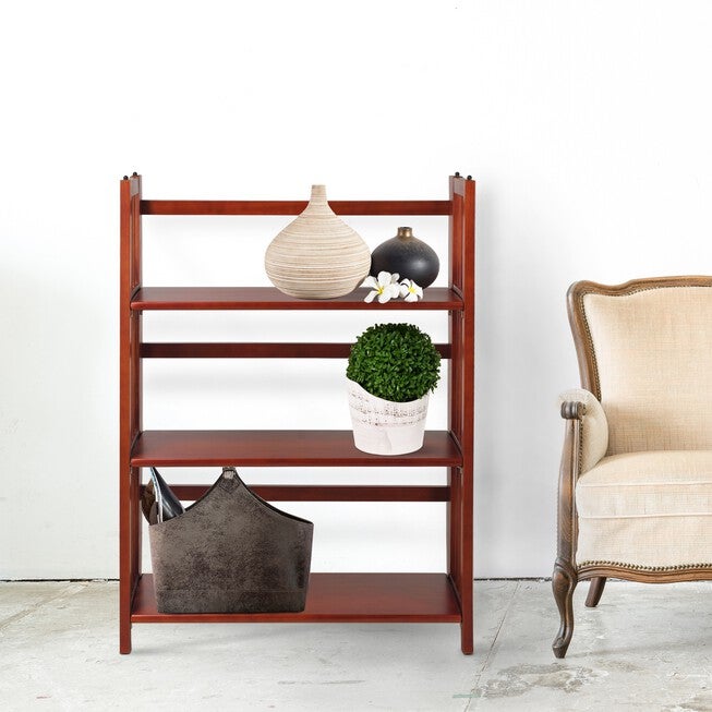 3-Shelf Folding Stackable Bookcase 27.5 inches Wide-Mahogany, , alternate image number 7