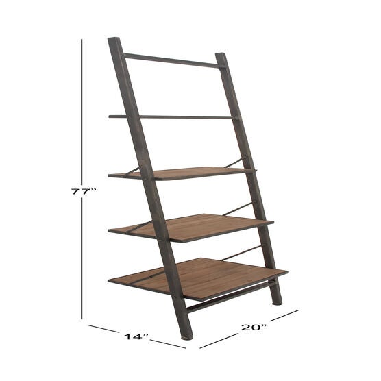 Dark Brown Wood Industrial Shelving Unit, 77 " x 20 " x 14 ", , alternate image number null