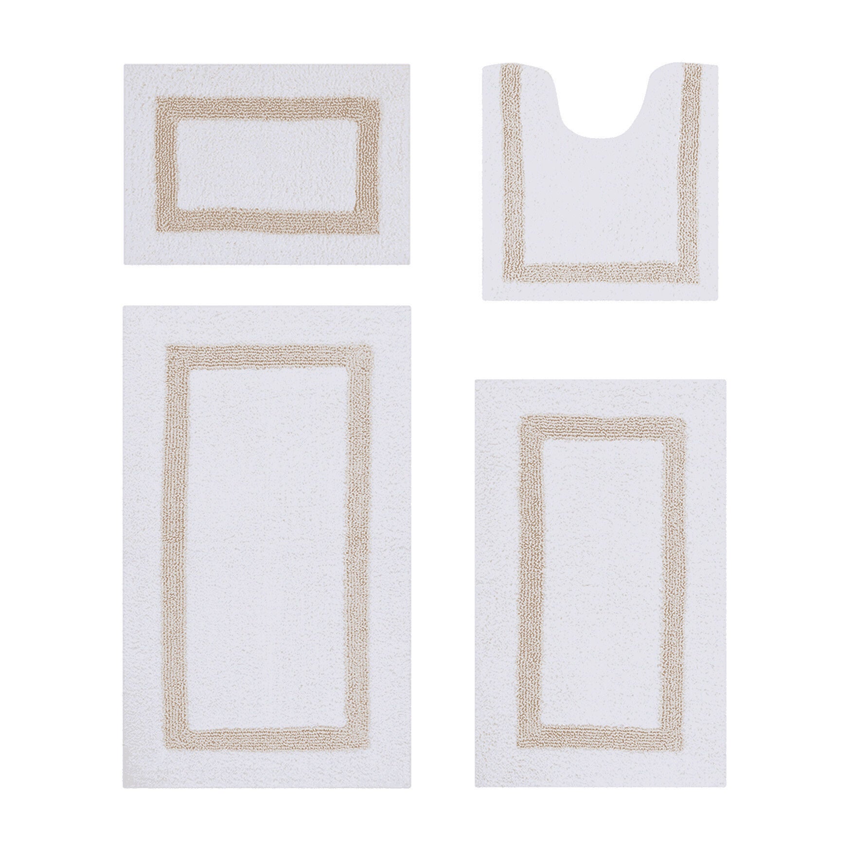 Hotel Collection 100% Cotton 4 Piece (17 inches X 24 inches | 20 inches X 20 inches | 21 inches X 34 inches | 24 inches X 40 inches) Bath Rug Set, WHITE SAND, hi-res image number 0