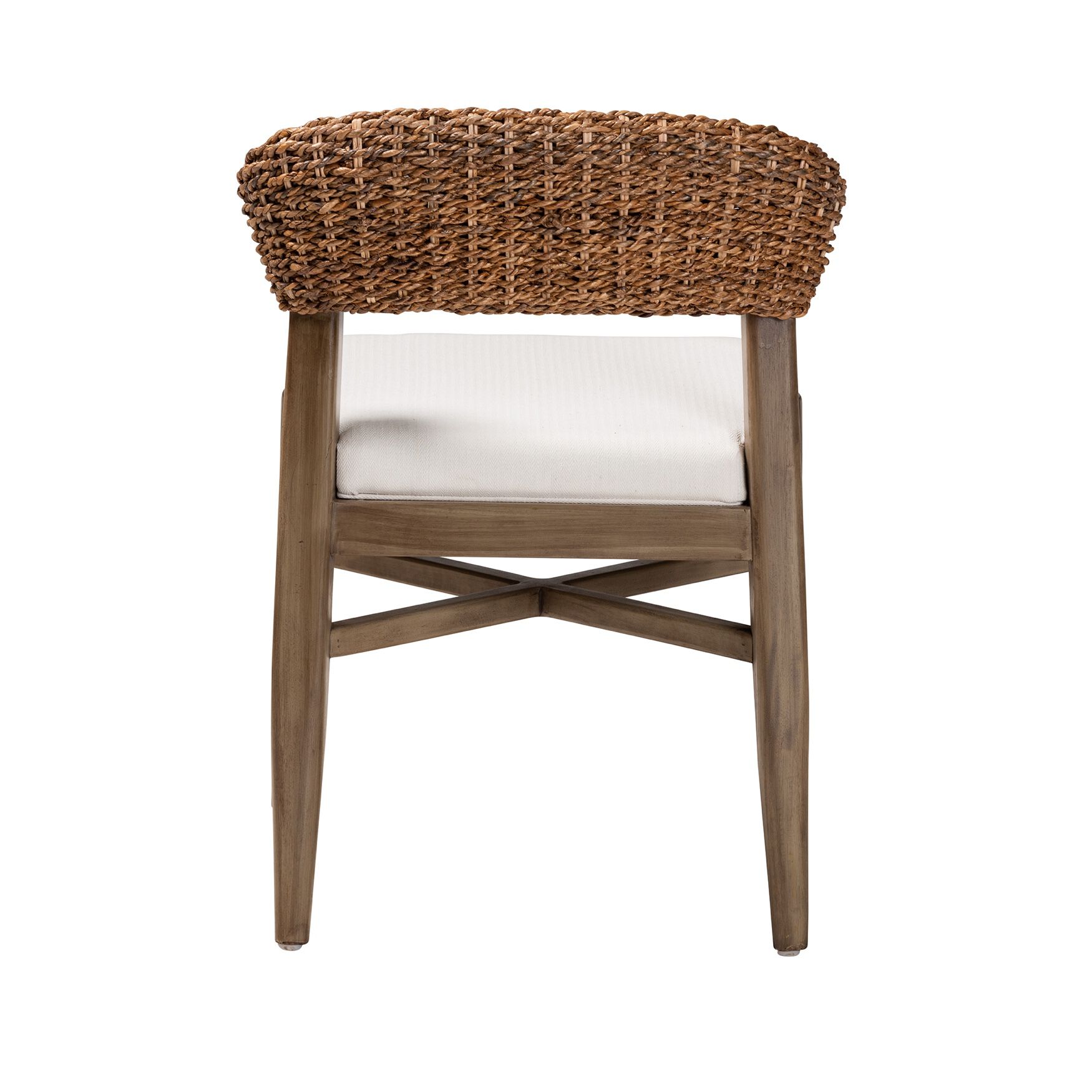 Chloe Modern Bohemian Walnut Brown Finished Mahogany Wood And Natural Rattan Dining Chair, , alternate image number 3