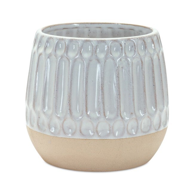 Ribbed Porcelain Vase with Two Tone Design (Set of 2), BEIGE/BROWN, alternate image number null