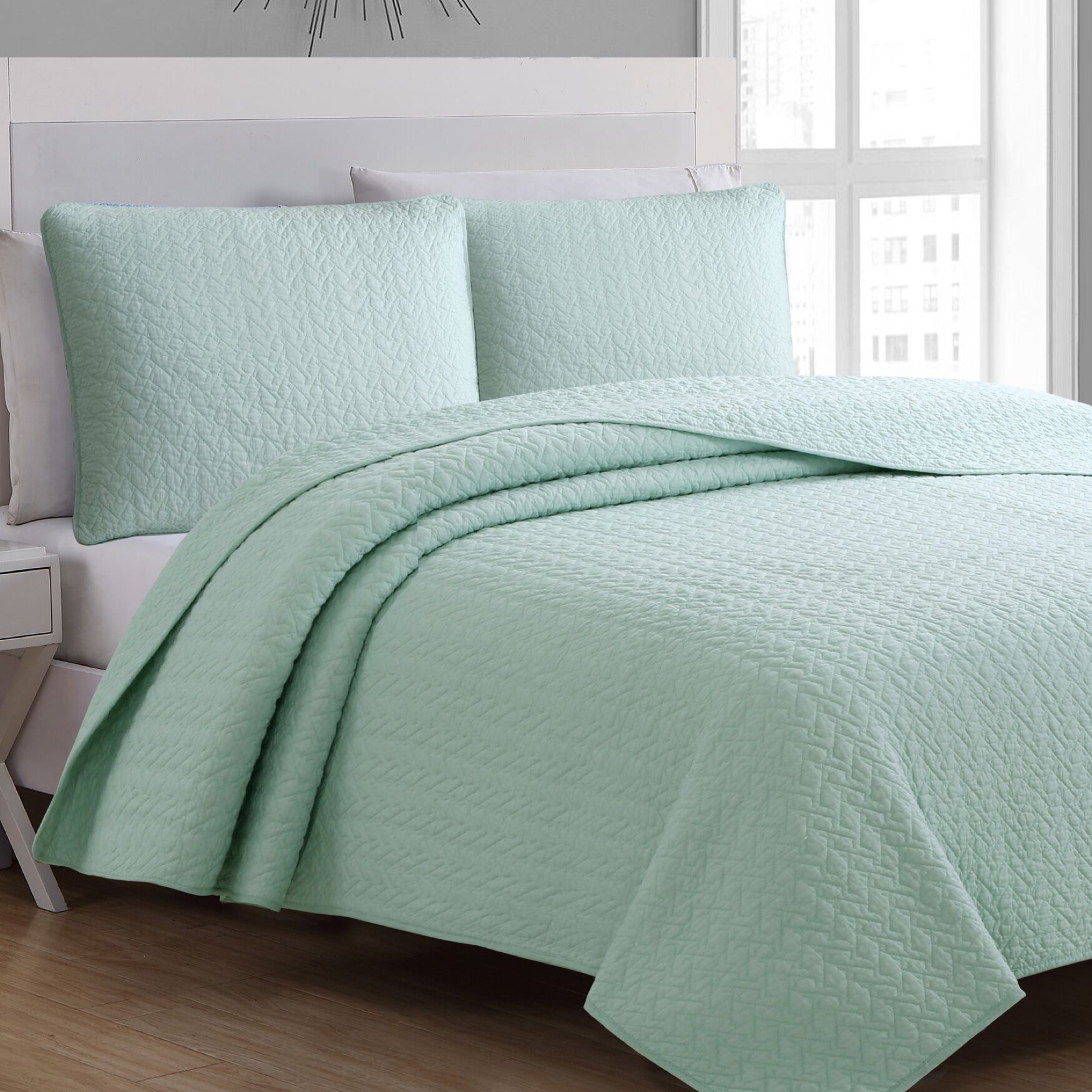 Estate Collection Tristan Quilt Set, PALE AQUA, hi-res image number 0
