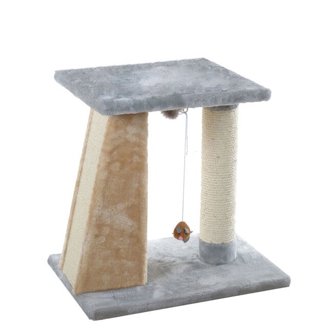 Two-Level Platform Real Wood Cat Scratcher With Sisal Carpet Board, , alternate image number null