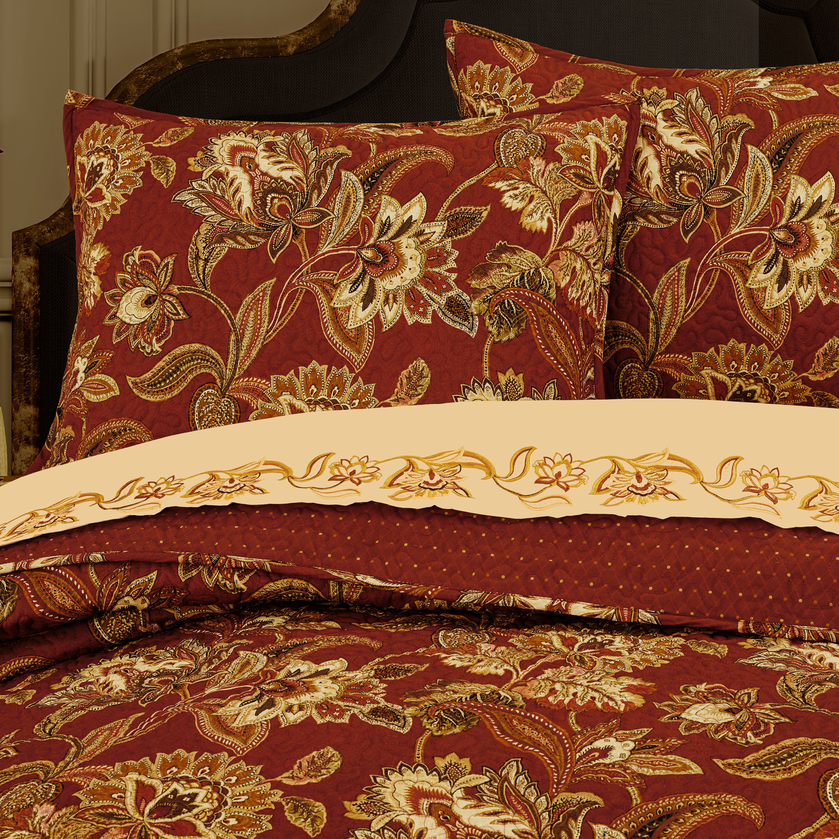Montecito Red 3 Piece Quilt Set, RED, alternate image number 1