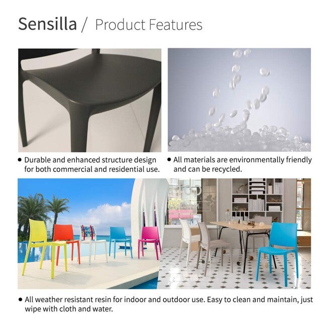 Set of 2 Sensilla Stackable Outdoor Dining Chairs, WHITE, alternate image number 6