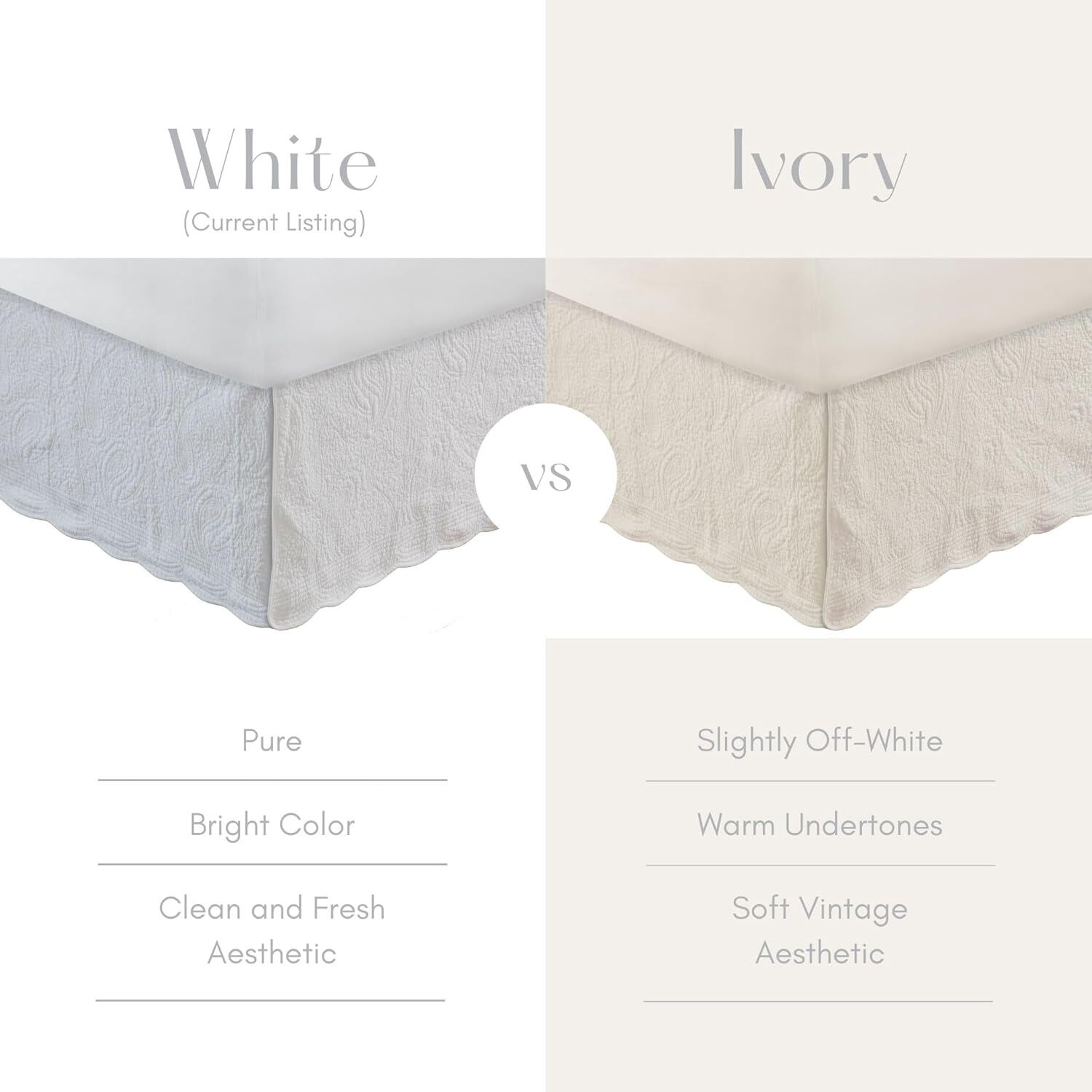 Paisley Quilted Bedskirt, WHITE, alternate image number 5