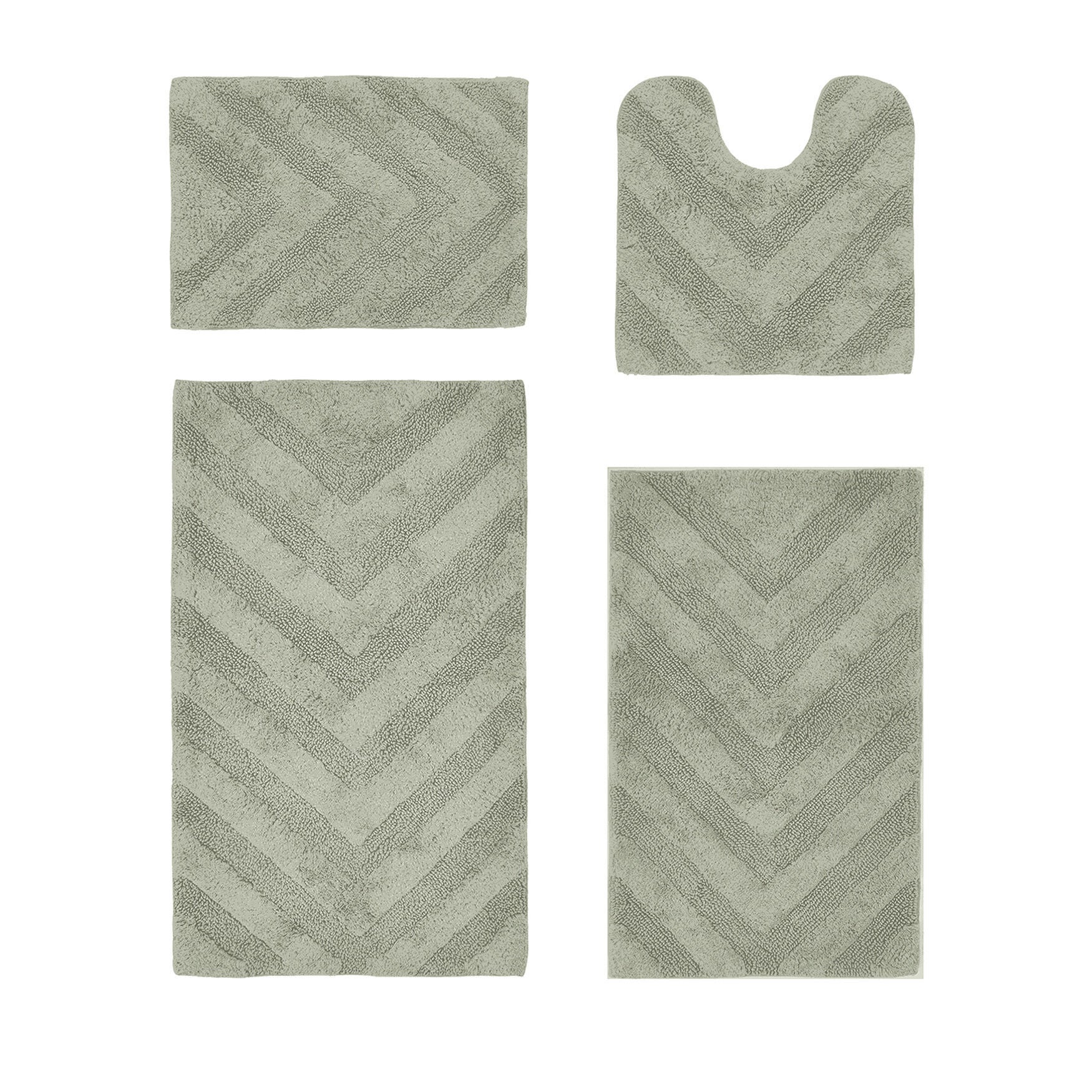 Hugo Collection 100% Cotton 4 Piece (17 inches X 24 inches | 20 inches X 20 inches | 21 inches X 34 inches | 24 inches X 40 inches) Bath Rug Set, SAGE, hi-res image number 0