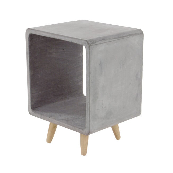 Grey Fiber Clay Industrial Outdoor Accent Table, GREY, hi-res image number null