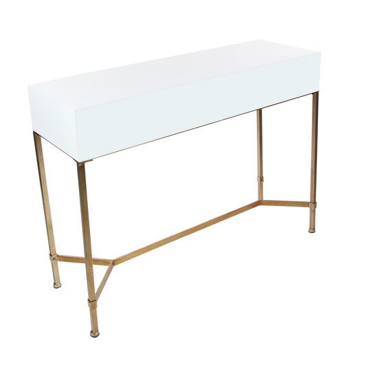 White Glam Metal Console Table, 31 x 47, , alternate image number null